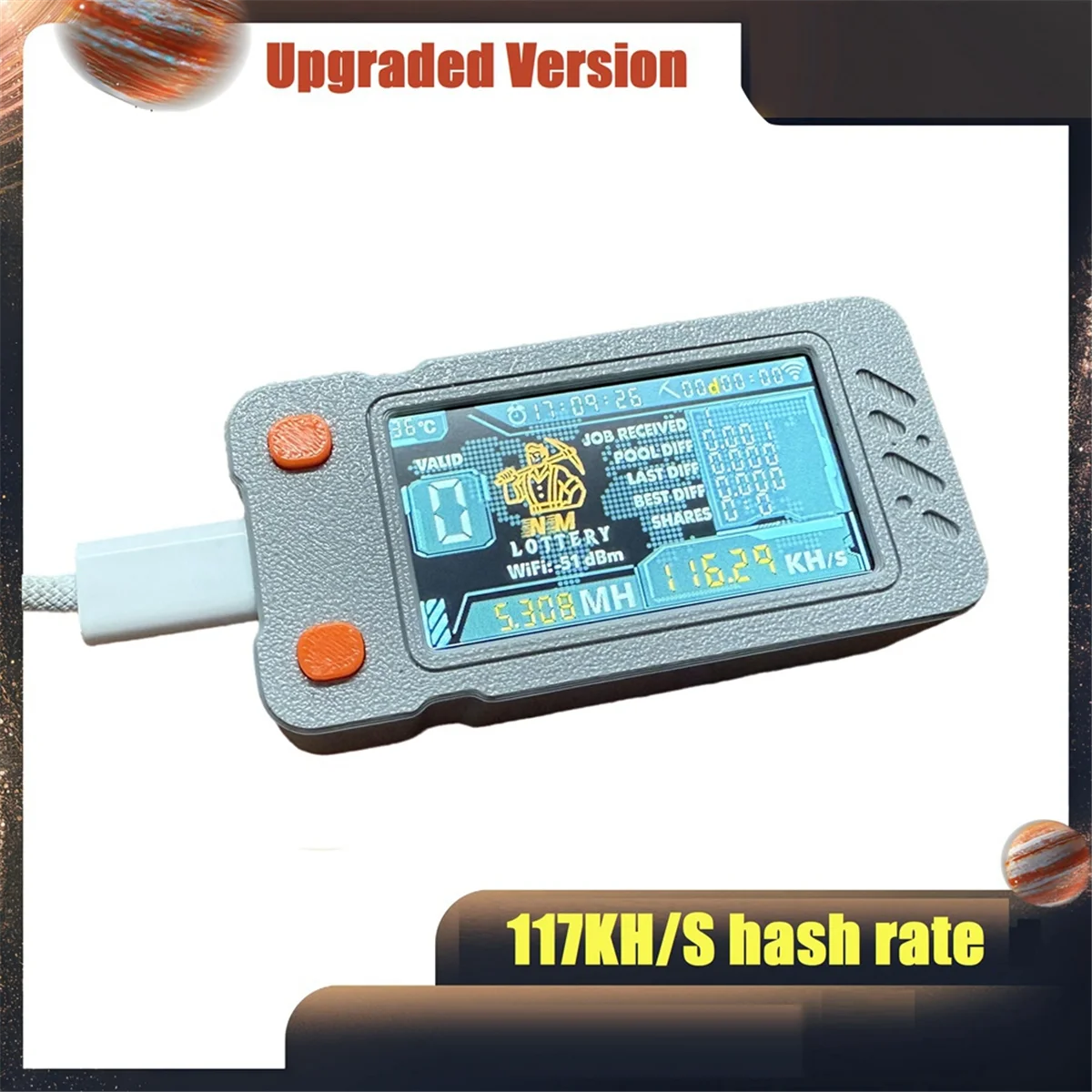 SMIEA Upgraded Nerdminer Miner 117KH/S with Color Screen Mini Bitcoin BTC Miner BTC Solo Lottery Mining Miner Nerd Miner