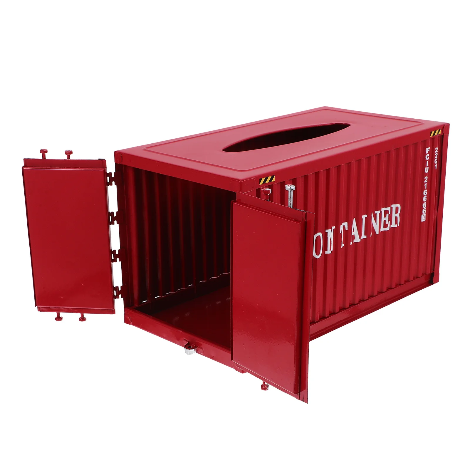 

Industrial Style Shipping Container Tissue Box Red Metal Napkin Holder Storage Box Desktop Home Office Decor Tissue Holder