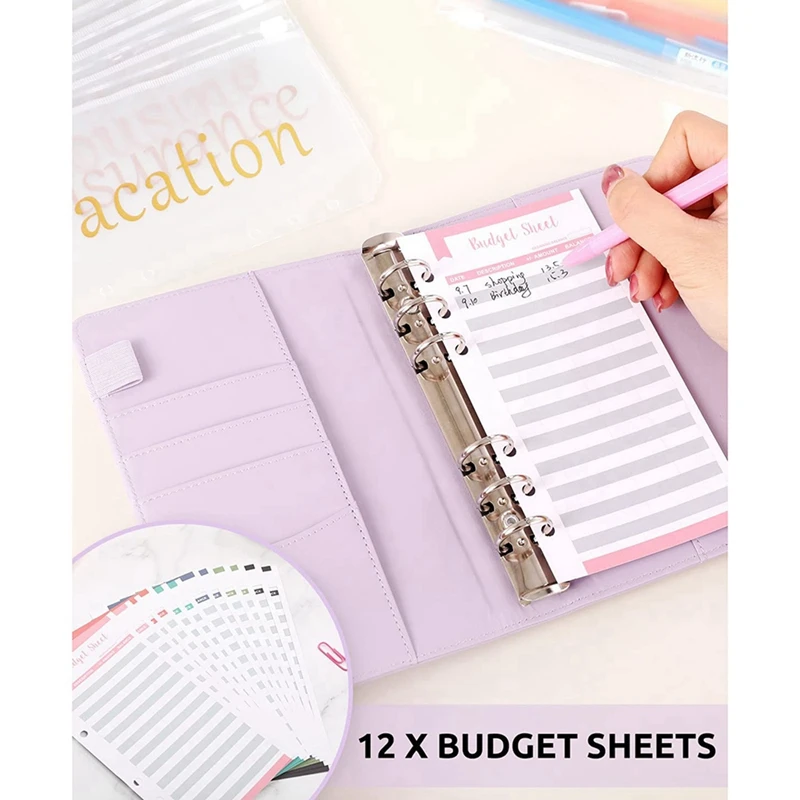 2X Budget Binder With Zipper Envelopes, For Budgeting,Money Organizer For Cash,Money Envelopes Budget Sheet B