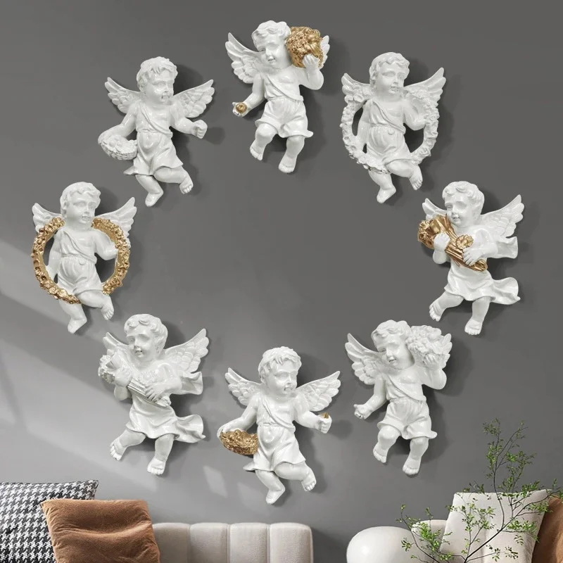 

Angel Wall European Cupid Angel Wall Decor Creative Hanging Wall Ornament Vintage Resin Art Living Room TV Background Home Decor