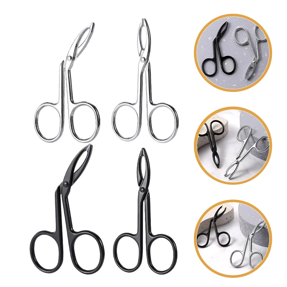 

4 Pcs Zinc Alloy Eyebrow Pliers Women's Tweezers Clippers Stainless Steel Gel Metal Scissor