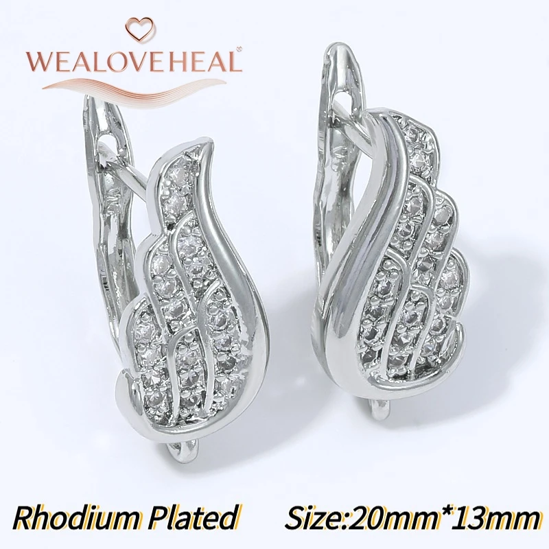 schmuckherstellung zubehör, Mikro-Pavé Zirkonia Flügel-Ohrringhaken, 18K vergoldeter Messing Engel-Ohrdraht für DIY Ohrhänger-Bastelbedarf – Detail 22