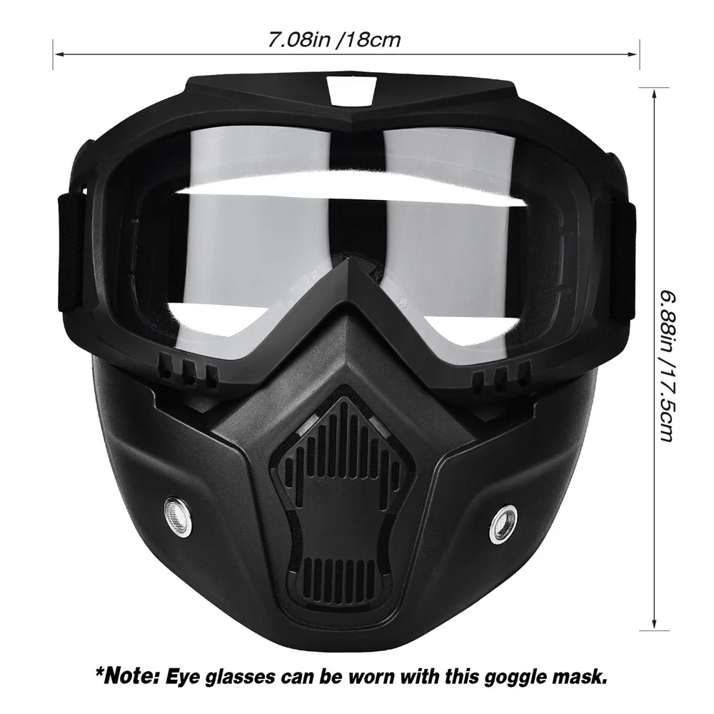 Mortorcycle maschera per il viso occhiali ad alta definizione con filtro per la bocca per casco Open Face Motocross Eye Face Protector 1PC