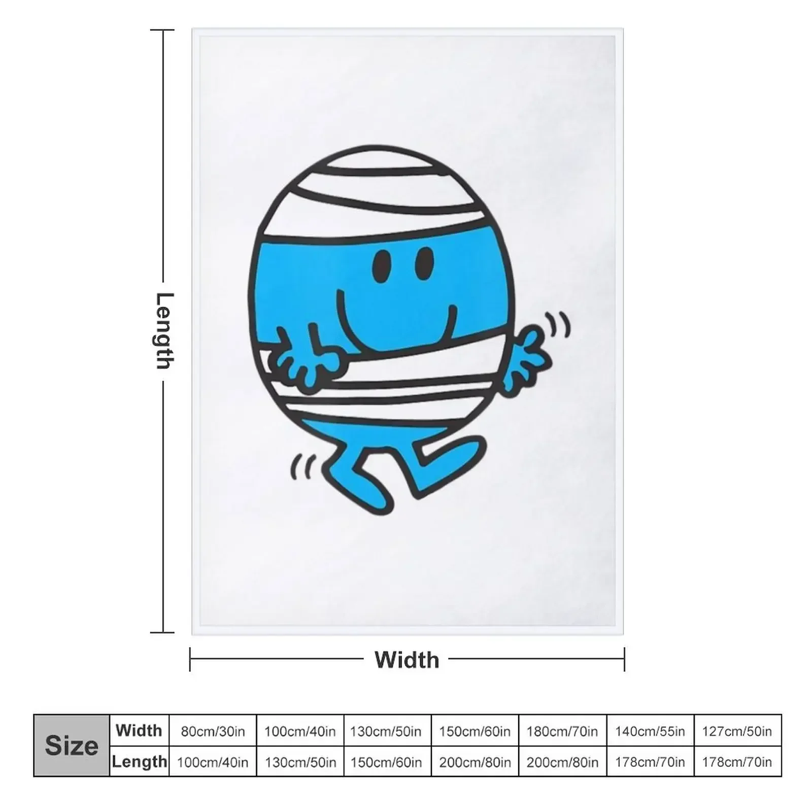 Mr. Men Mr. Bump Chibi art For kids Throw Blanket couch cozy soft plush fuzzy picnic outdoor blanket