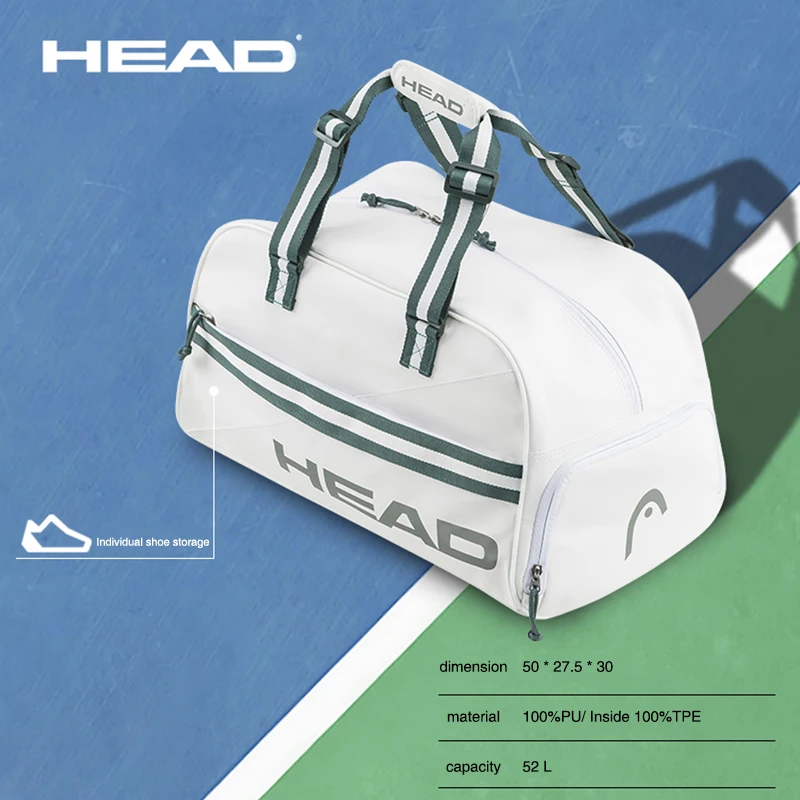 HEAD Tennis Bag Simple Fashion Court Bag Portable Tennis Racket Bag with Shoe Compartment Comfortable Racket Bag