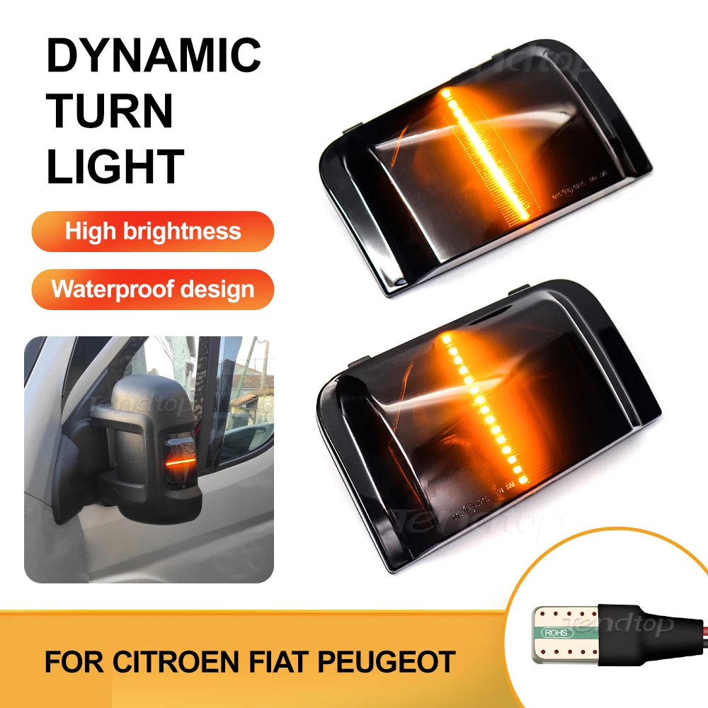 Динамические поворотные огни, Автомобильные светодиодные боковые зеркала, мерцающие поворотные огни, автомобильные аксессуары для Peugeot Boxer Fiat Ducato Citroen Jumper