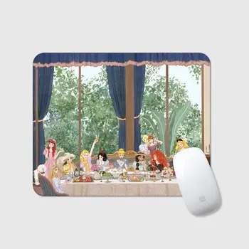 Kreativní podložka pod myš s princeznou na čajový dýchánek, přizpůsobená nadměrná silná kreslená roztomilá podložka pod myš s okraji zámku, omyvatelná podložka pod počítačovou kancelář 10 nejlepší prodej roztomilé podložky na stůl - №3