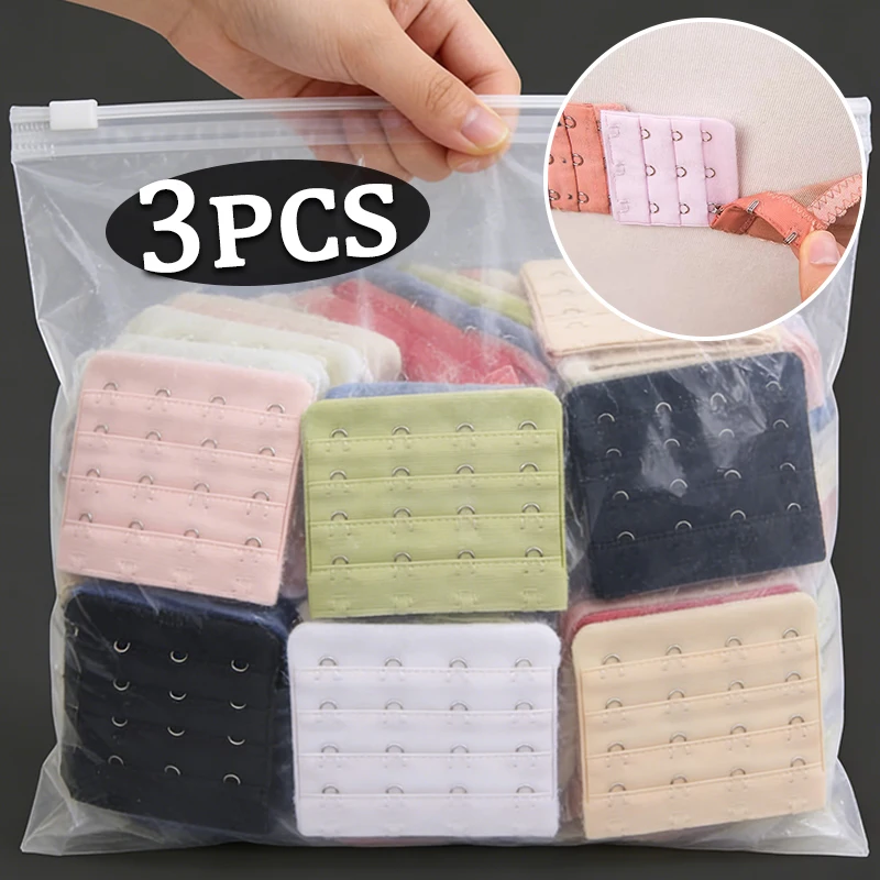 3PCS  Bra Extender Women's Elastic Bra Extension Strap Hook Clip Expander Adjustable Underwear Belt Buckle Intimates Accessories