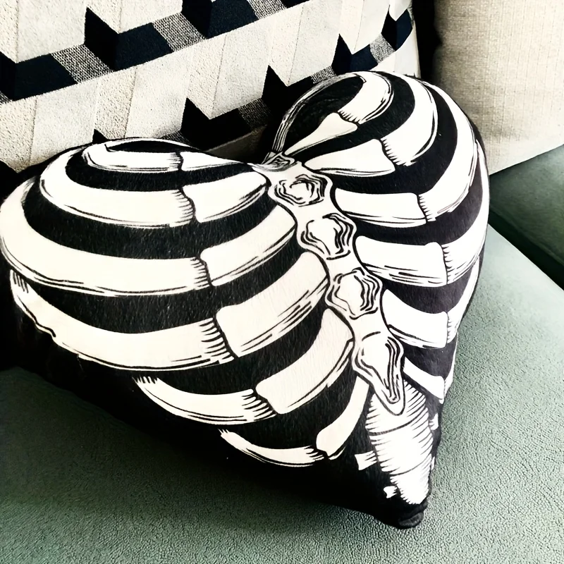 Heart shaped cushion, peach heart living room skeleton frame, personalized decoration gift, retro decoration pillow, Halloween