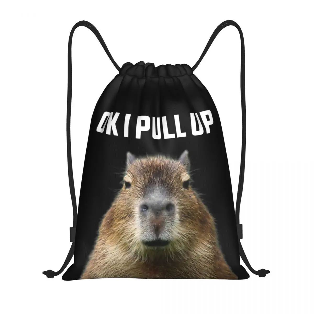 

Custom Funny Capybara Meme Drawstring Backpack Women Men Gym Sport Sackpack Portable Ok I Pull Up Shopping Bag Sack