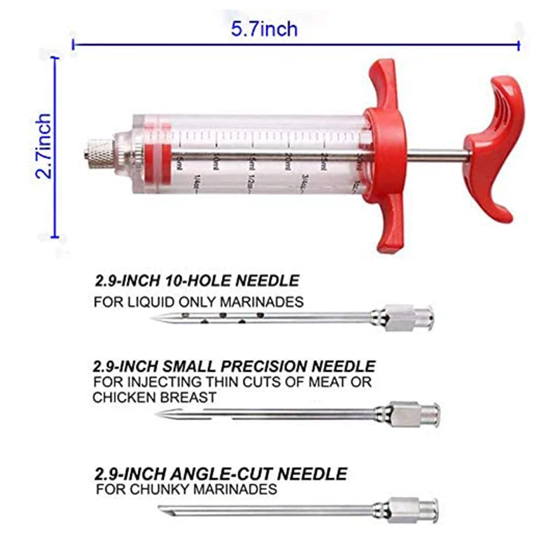 

AA50-Meat Injector Syringe - 3 Marinade Injector Needles For BBQ Grill, Seasoning Injector For Meat , Easy To Use And Clean