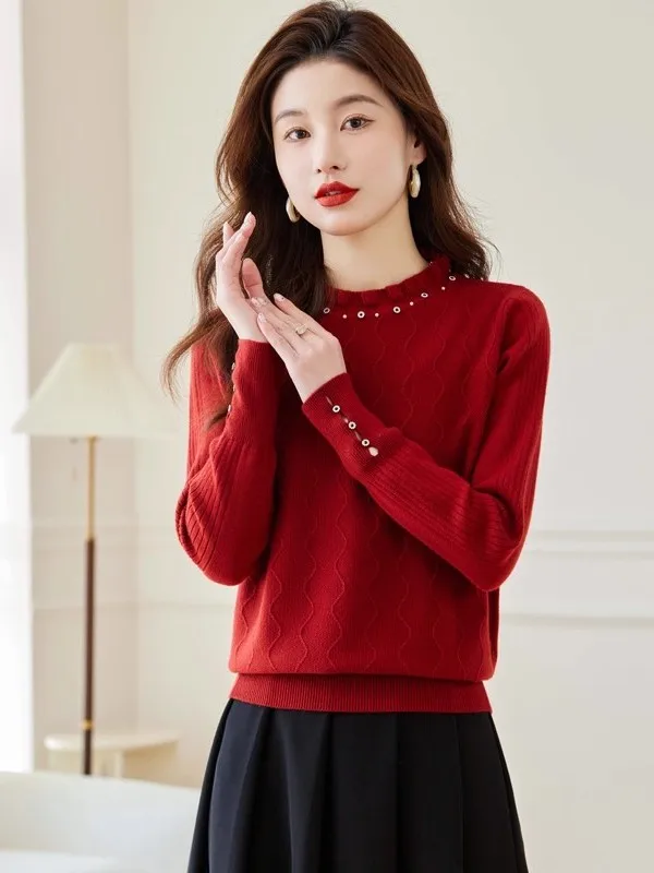 

Autumn Winter f High Ne ort Knitted Sweater Women's Base irt Inner Wear Musoom Pattern Warm Faionable Top