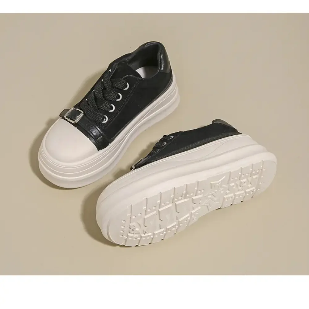 2025 جديد إمرأة منصة أحذية رياضية حذاء قماش شخصية فاخرة الكعوب سكيت الدانتيل يصل موضة عادية في الهواء الطلق أحذية رياضية #6