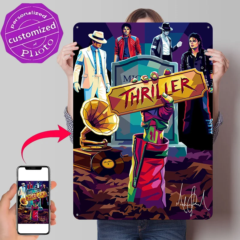 Michael Jackson Thriller Zombie Art Personalized 3D Textured Metal Poster Wall Art Tinplate Sign for Office Decor Room Wand Deko