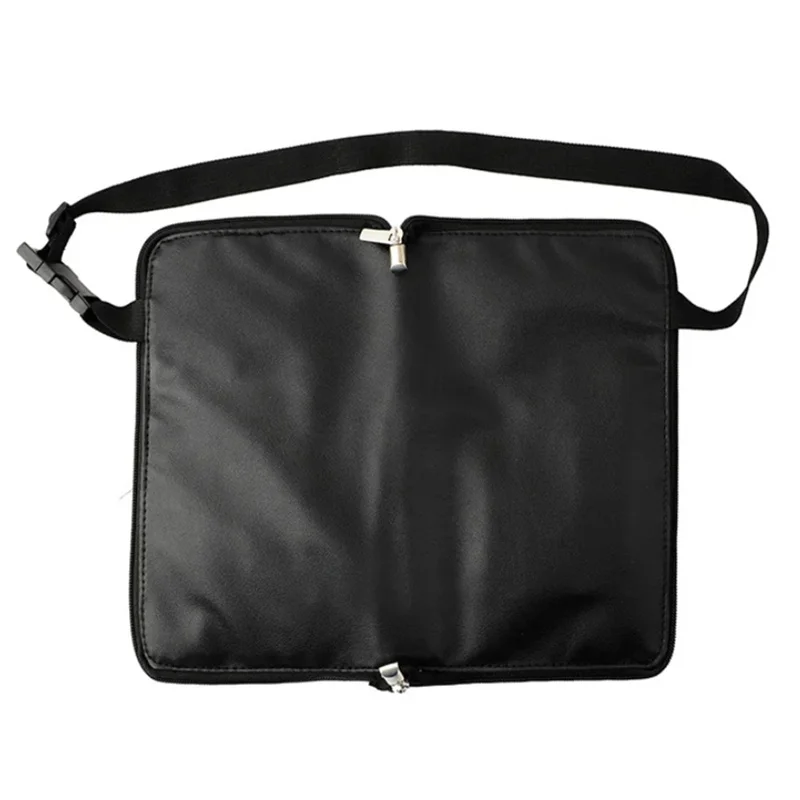 Multi-function Black Makeup Brush Bag With Belt PU Leather Cosmetic Bag Waist Bag For Professional Makeup Artist Large Capacity