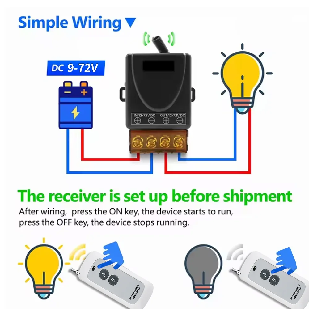 433MHz Remote Control Switch AC220V 30A High-Power Remote Control Transmitter for LED Pumps Motors/Electrical Appliances