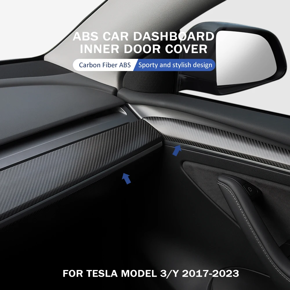 

Dashboard Cover For Tesla Model 3 Y Car Door Trim Center Console Carbon Fiber ABS Stickers Interior Accessories 2017-2022 2023