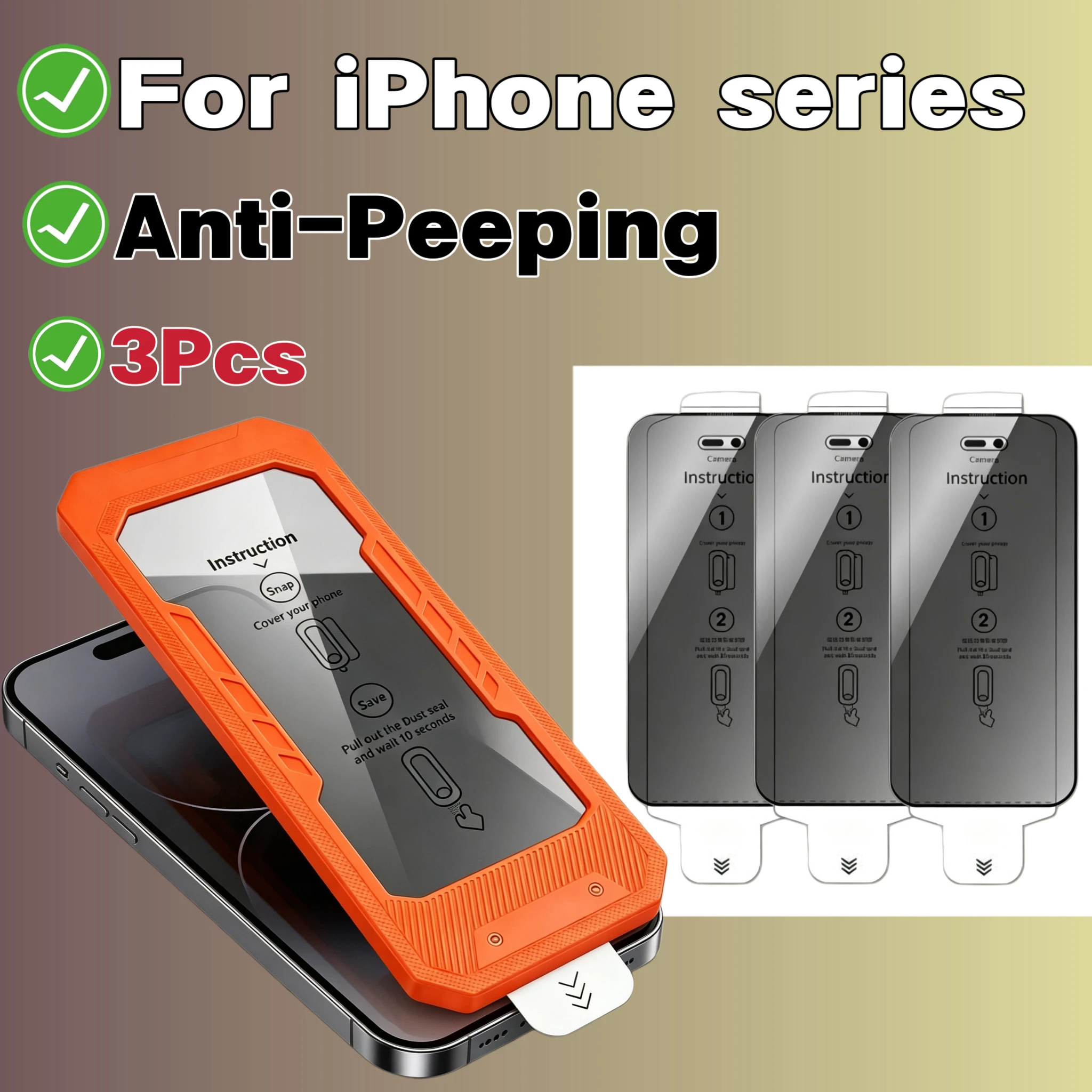 

3Pcs Privacy Screen Protector, Full Coverage, Dust & Bubble Free, Easy Installation for iPhone 17/16/15/14/13/12