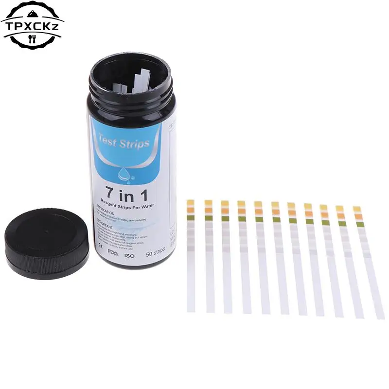 50pcs 7 In1 Nitrite Nitrate PH Test Strips KH GH NO2 NO3 Bromine Chlorine Test Aquarium Fish Tank Water Tropical Test Strips Kit