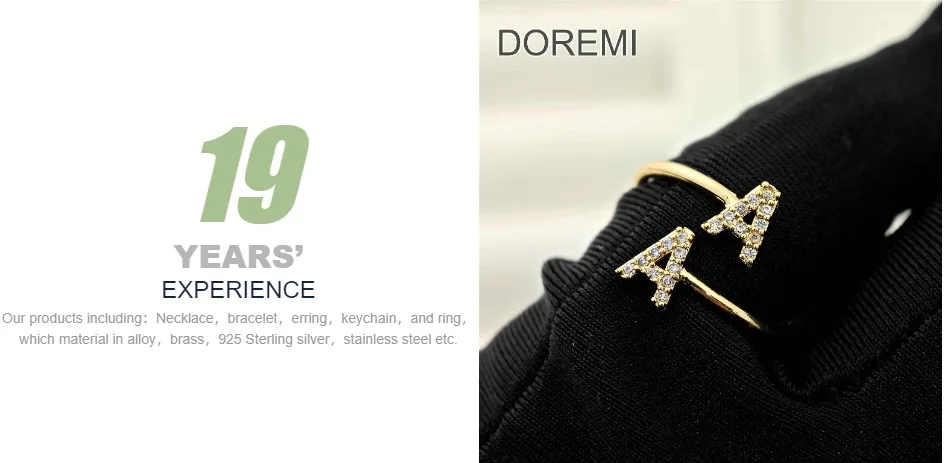 DOREMI Double Initial Letter White Zircon Letter Ring Custom Jewelry Initial Women Stagger Ring Gift Jewelry