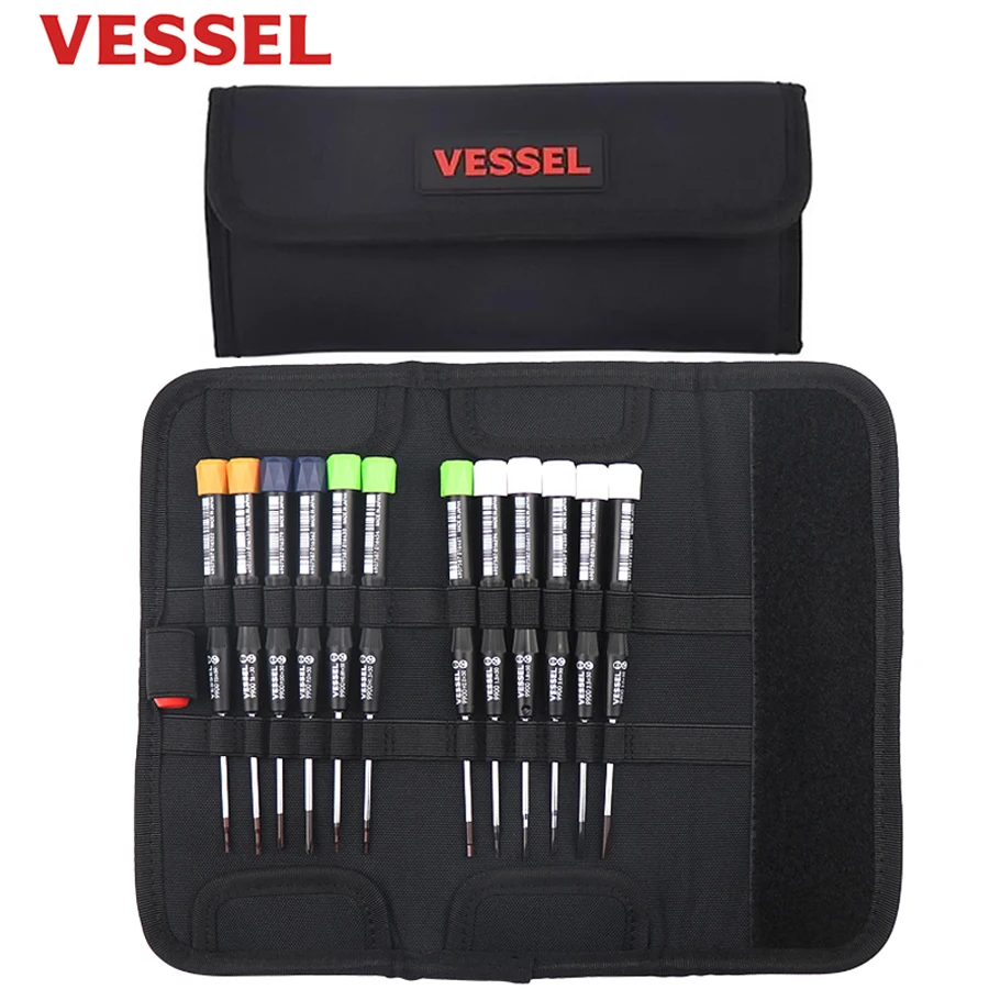 VESSEL Precision Screwdriver Set with Phillips/Slotted/Torx/Hex Screwdrivers,Pouch for Computer, Laptop, Watch NO.9906A/9912D