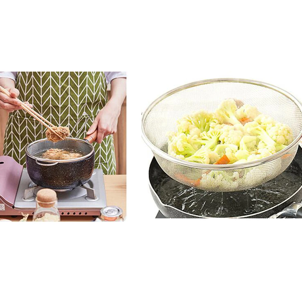

Stainless Steel Colander Basket High Quality Easy Clean Rice Fruit Vegetable Strainer Mesh Drainer Kitchen Tool
