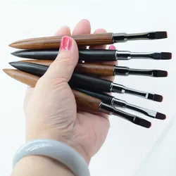 1PC Acrylic Nail Brush Pen for Powder Manicure Round Wood Handle Gel Builder Brushes