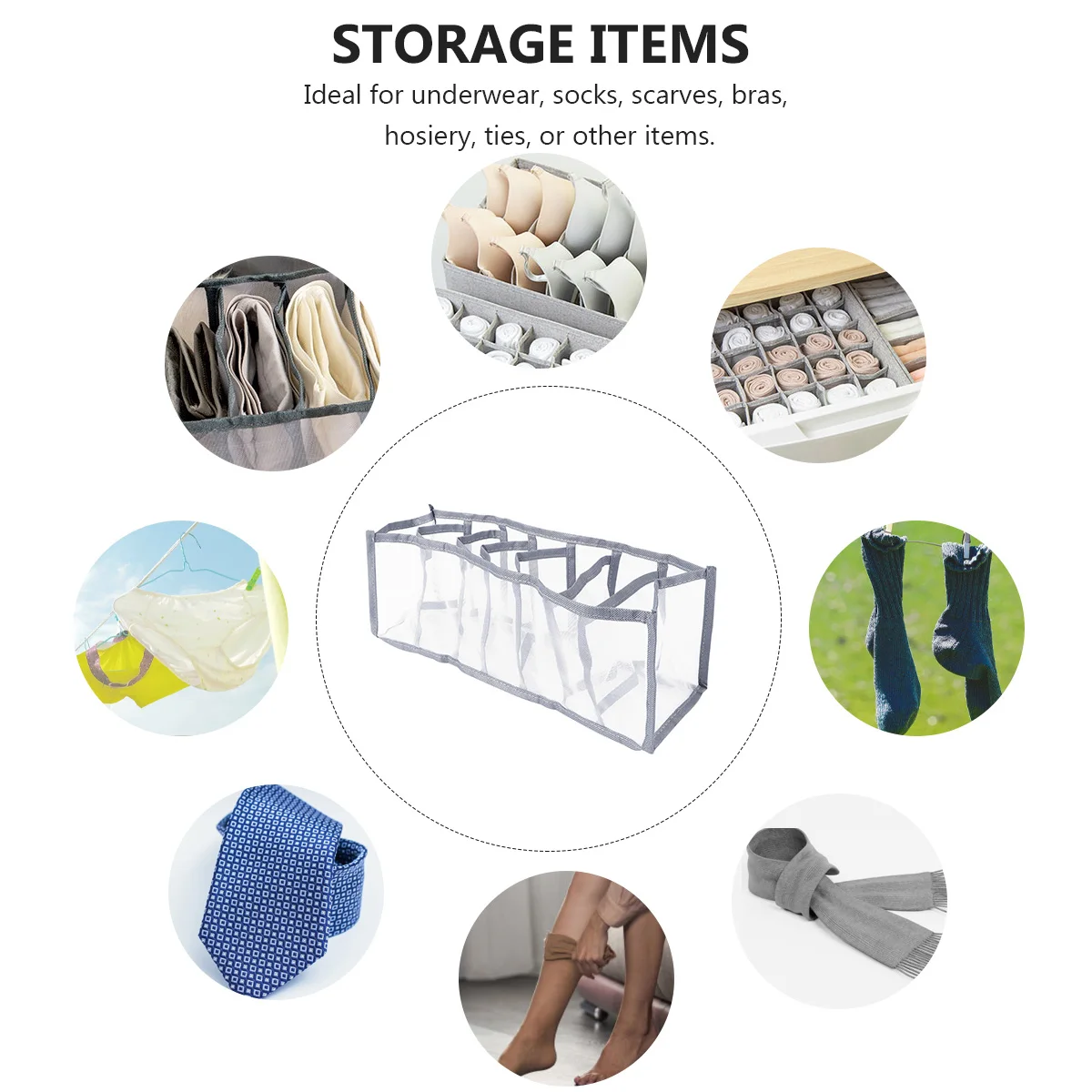 

1pc Underwear Storage Box Blue Grey Large Capacity Multi Compartment Organizer For Socks Bras Hosiery Scarves Ties