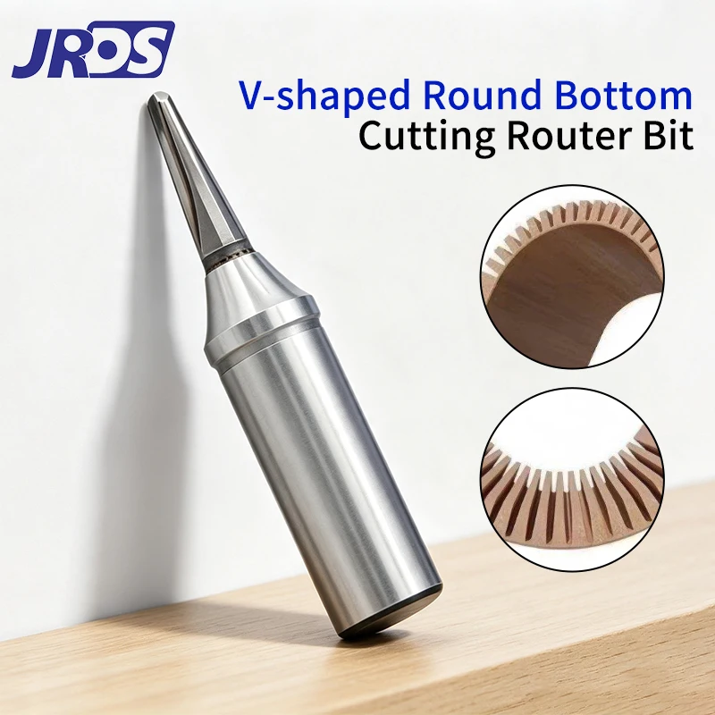 JRDS TCT Arc Grooving Bending Router Bit, V-Type Integrated Wood Slotting Milling Cutter for CNC Engraver & Wood Trimmer