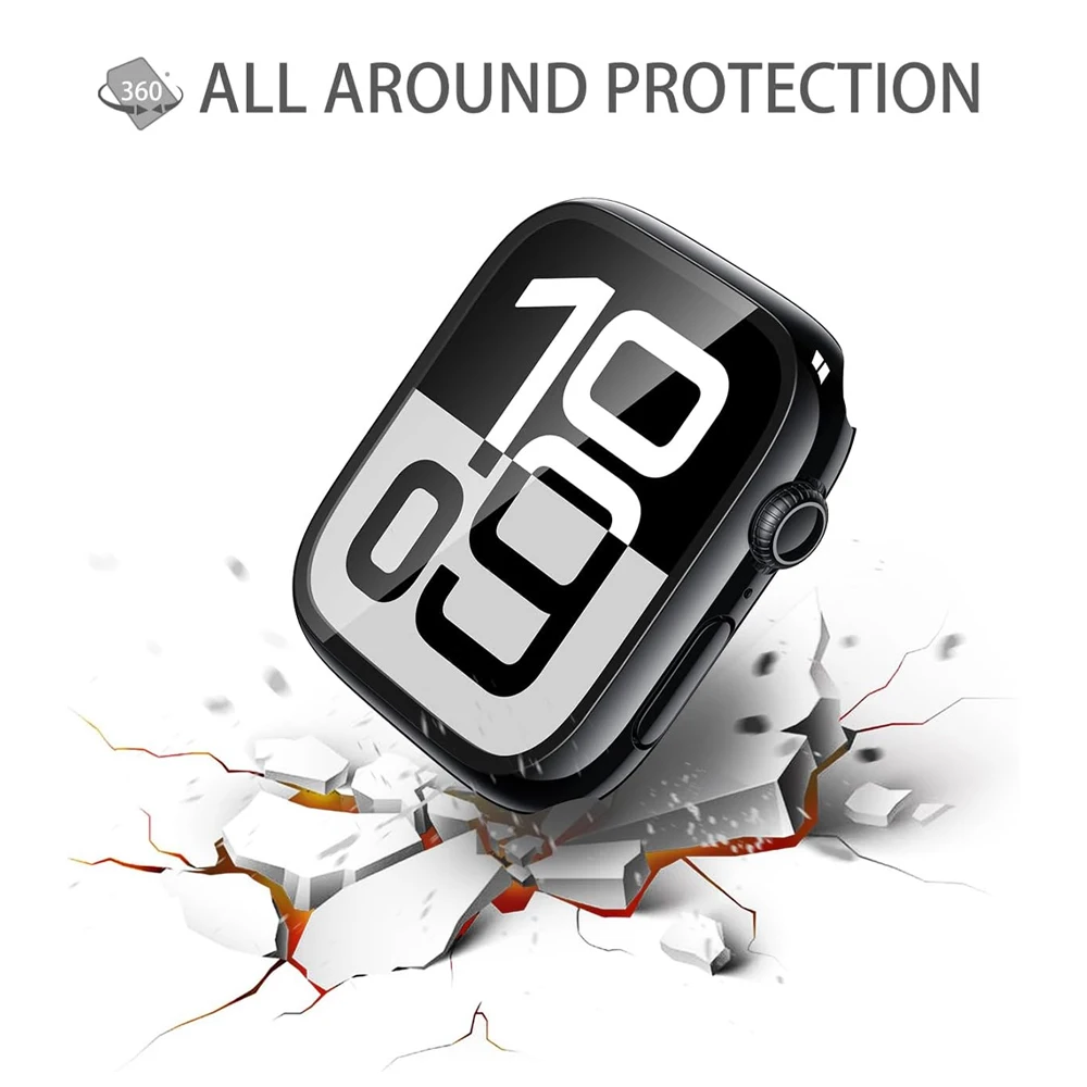 Untuk Casing Apple Watch 11 10 42mm 46mm Aksesoris Pelindung Layar Pelapisan PC Keras Bumper+Kaca Tempered iWatch Seri 11 Cover