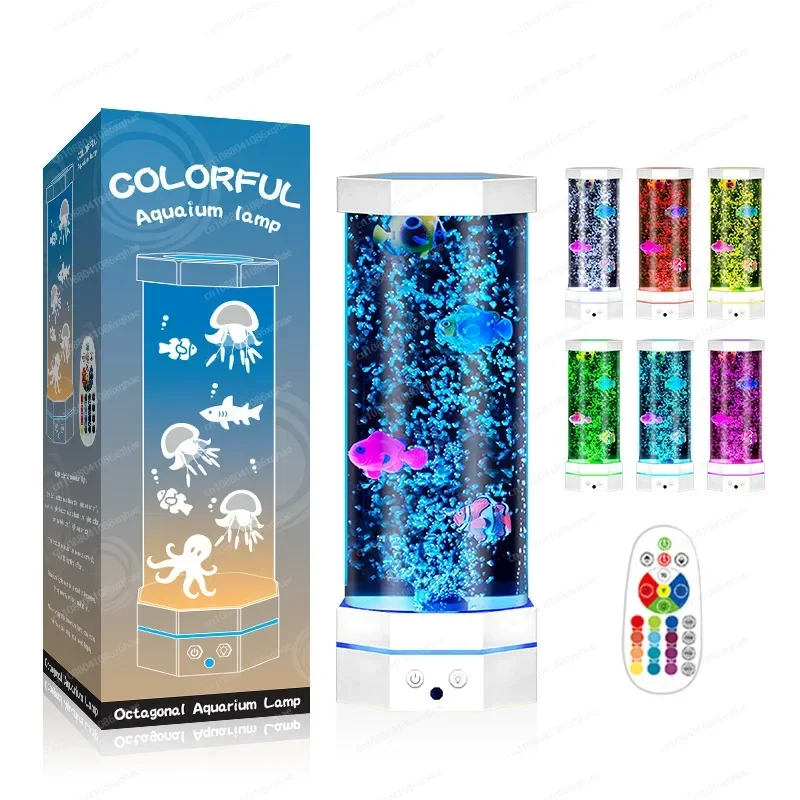 Innovative New Large-sized Simulated Cylindrical Jellyfish: Colorful Chromatic Fish-shaped Cross-border Nightlight with USB Plug