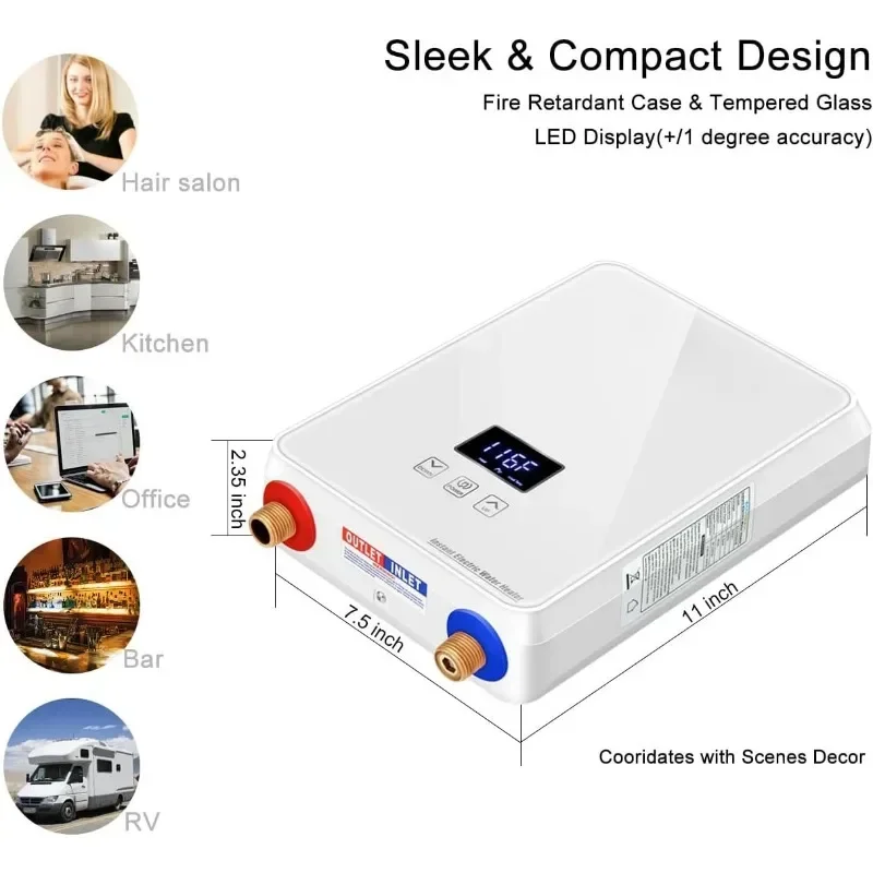 HAOYUNMA Tankless Water Heater,Electric Instant Hot Water Heater with Self-modulating,Overheating Protection