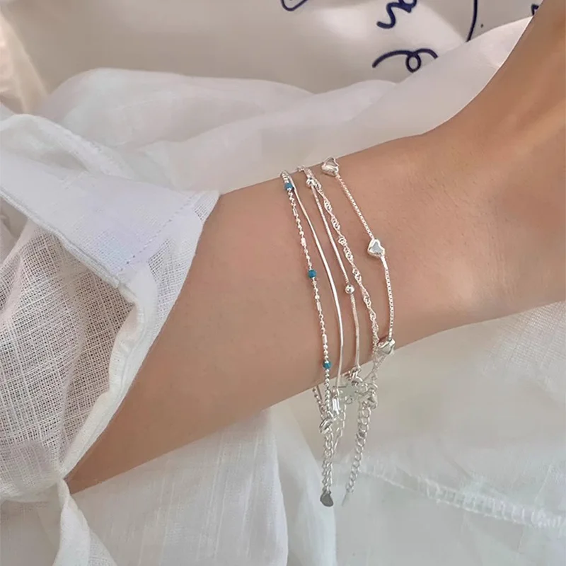 

New 925 Sterling Silver Bracelet Simple Style Charm Personality Woman Bracelet Birthday Party Gift Exquisite Jewelry