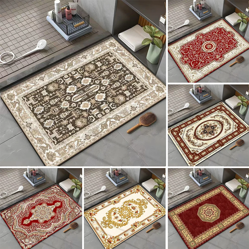 

Crystal Velvet Water-absorbing Anti-skid Bath Mat Entryway Kitchen Entrance Washable Dirt Resistant Mat Bedside Area Rug Capacho