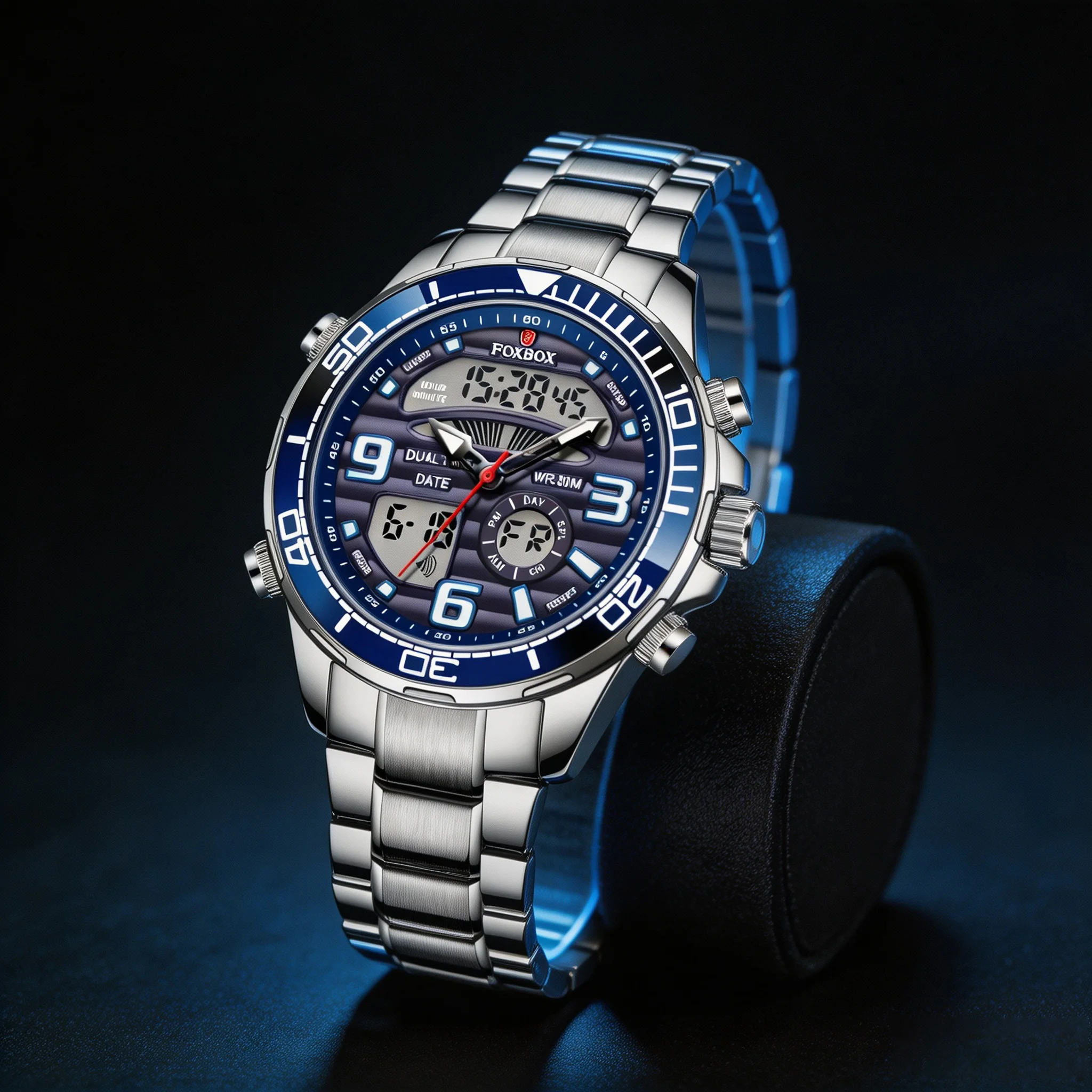 FOXBOX Fashion Military Watch for Men Luxury Original Sports Chronograph Watch ​Waterproof Quartz WristWatch Golden Clock