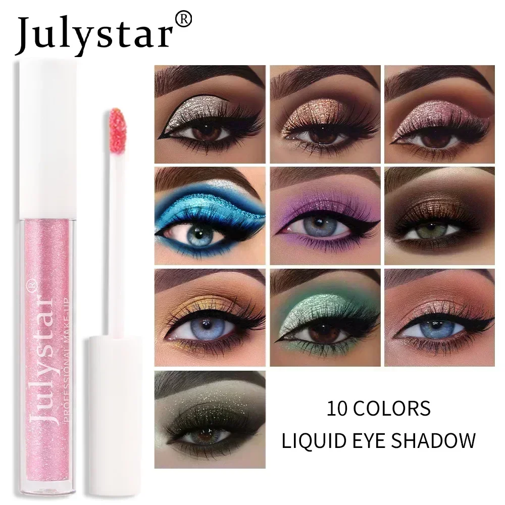 Julystar 10 Color Glitter Eye Shadow Shimmer Waterproof Durable Liquid Eyeshadow Brighten Sexy Easy To Color Female Cosmetics
