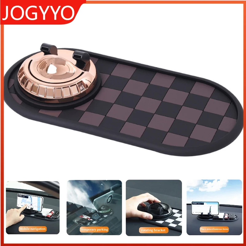 

Multifunction Car Anti-Slip Mat, Rotatable Anti Skid Car Dashboard Pad with Temporary Parking Numbe, Universal Car Phone Holder