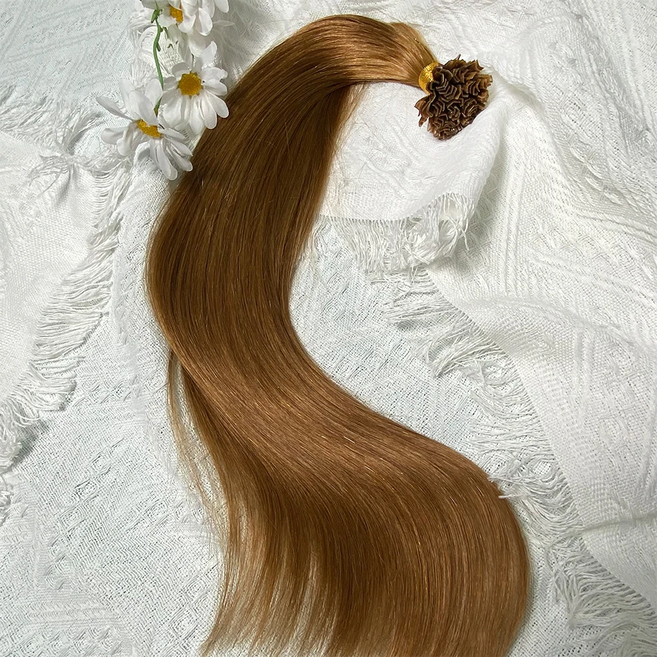 Vチップ人毛エクステンション フュージョンヘア シルキーストレート プレボンド Vシェイプ ケラチンヘア ベトナム産レミーヘア サロン用 18～30インチ