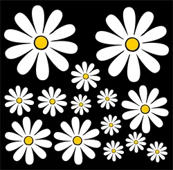 Vinyl Stickers on Car 14 Piece Set Products Daisy Exterior Parts Waterproof Decal Decoration Sticker Accessories Motorcycle Car