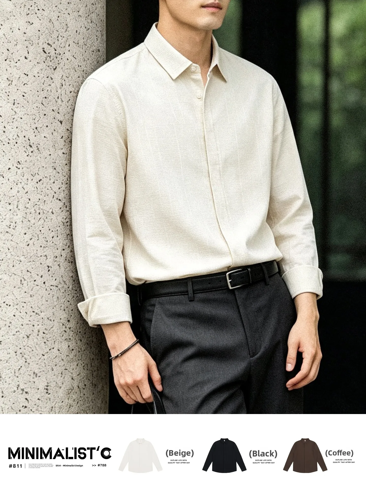 Loose Fit Long Sleeve Texture Sensation Shirt for Men Commute Casual Style Polyester Cotton Modal Spandex Blend Autumn New Ar...