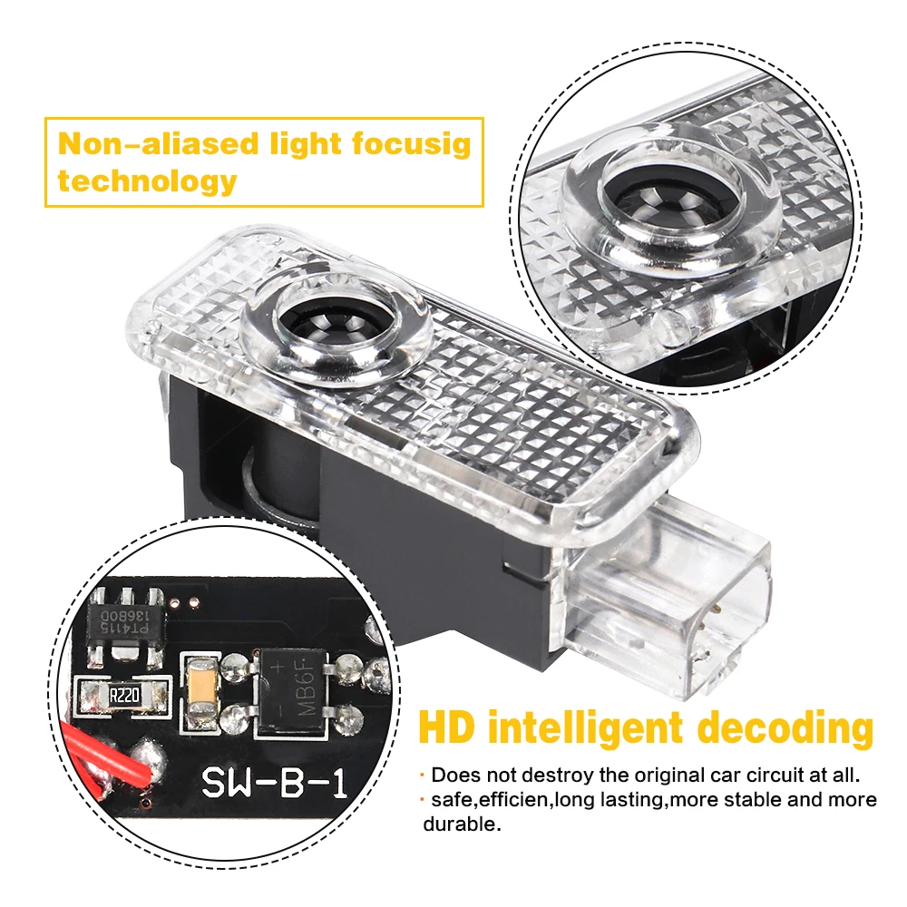 2X LED Car Door Interior Welcome Ghost Shadow Warning Light For VW Passat B5 B5.5 2000 - 2010 2009 2008 2007 Touareg 7L Phaeton view 3