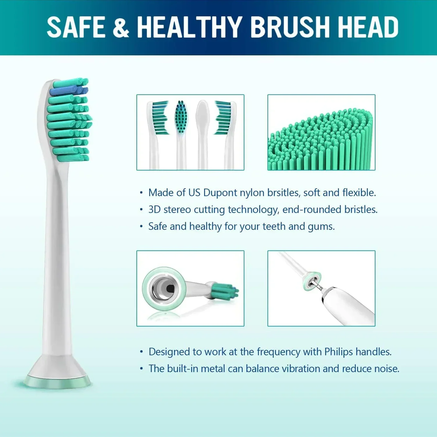 필립스 소닉케어 칫솔과 호환되는 교체 칫솔 헤드, 다이아몬드 클린 플렉스케어 건강 화이트, 4 개, 8 개, 12 개, 16 개