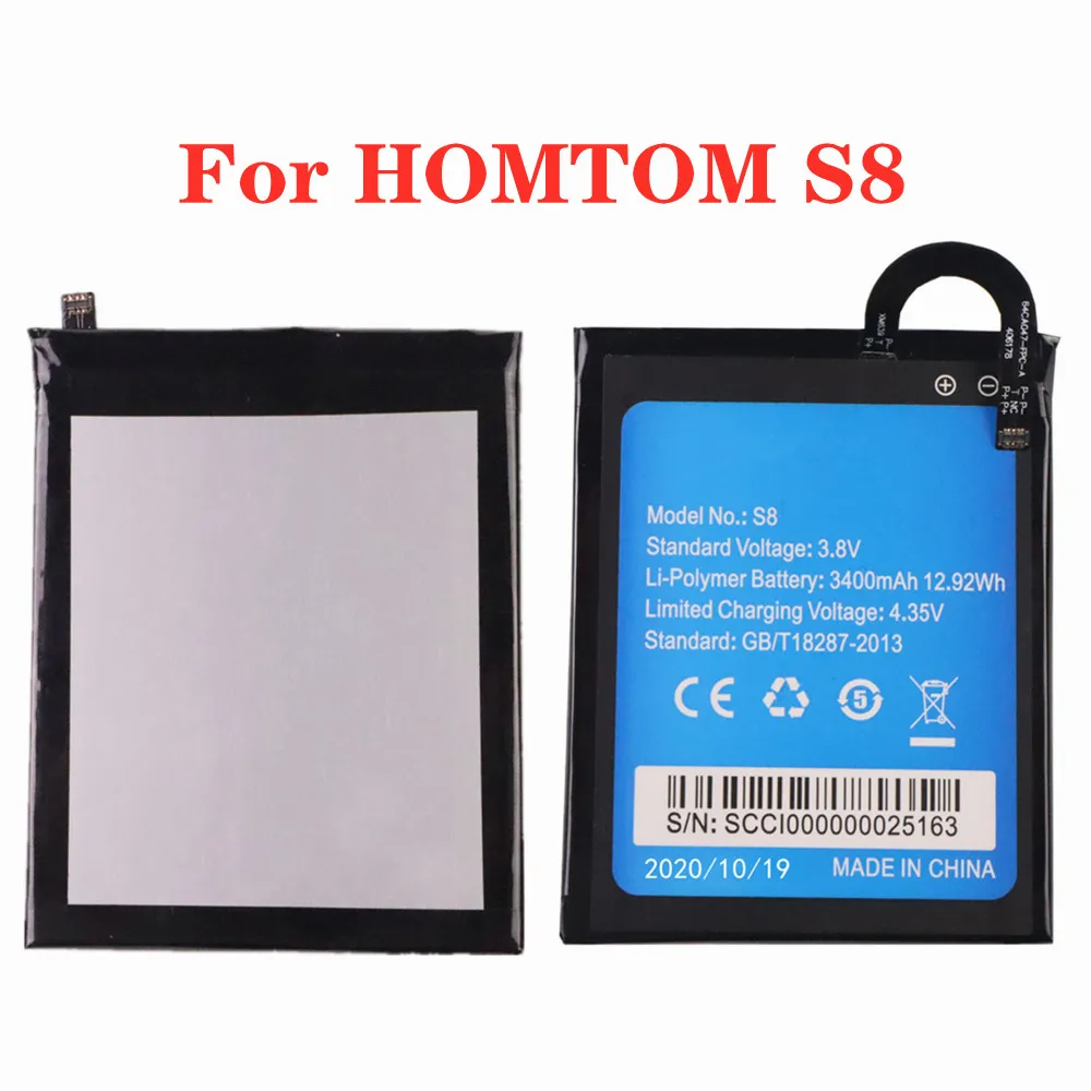 

New Original HOMTOM S8 battery 3400mAh For HOMTOM S8 5.7inch MTK6750 Mobile Phone Battery