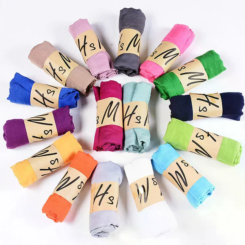 Women Style Windproof Scarf Shawls Wraps Solid Color Cotton Warm Scarves Winter Spring Gift