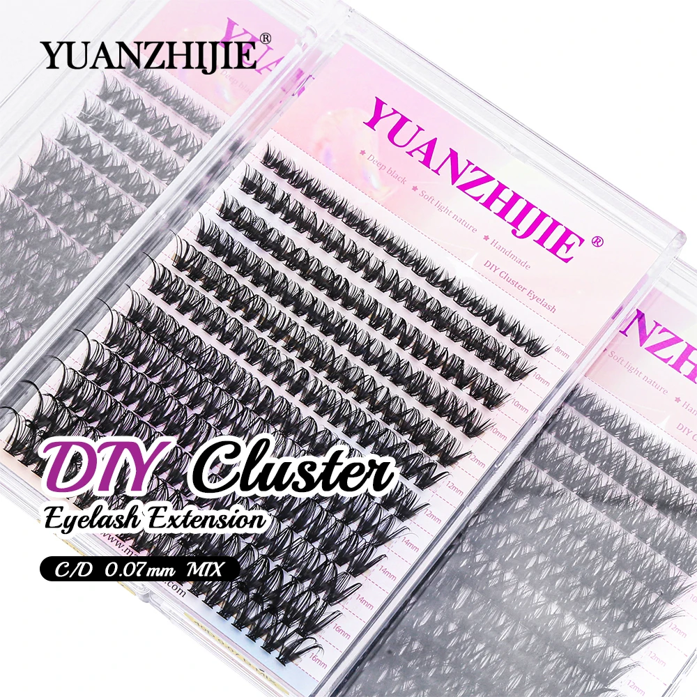 

YUANZHIJIE Korean Pbt Segment Soft Matte Volume Eyelash 0.07mm 8-16mm Mixed Length 100% Handmade DIY Cluster Lashes Extensions