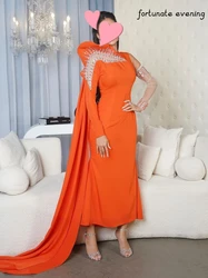 Fortunate Evening Elegant Vintage Sweet Orange Beading Ribbon One Shoulder Formal Occasion Prom Dress Evening Party Gowns