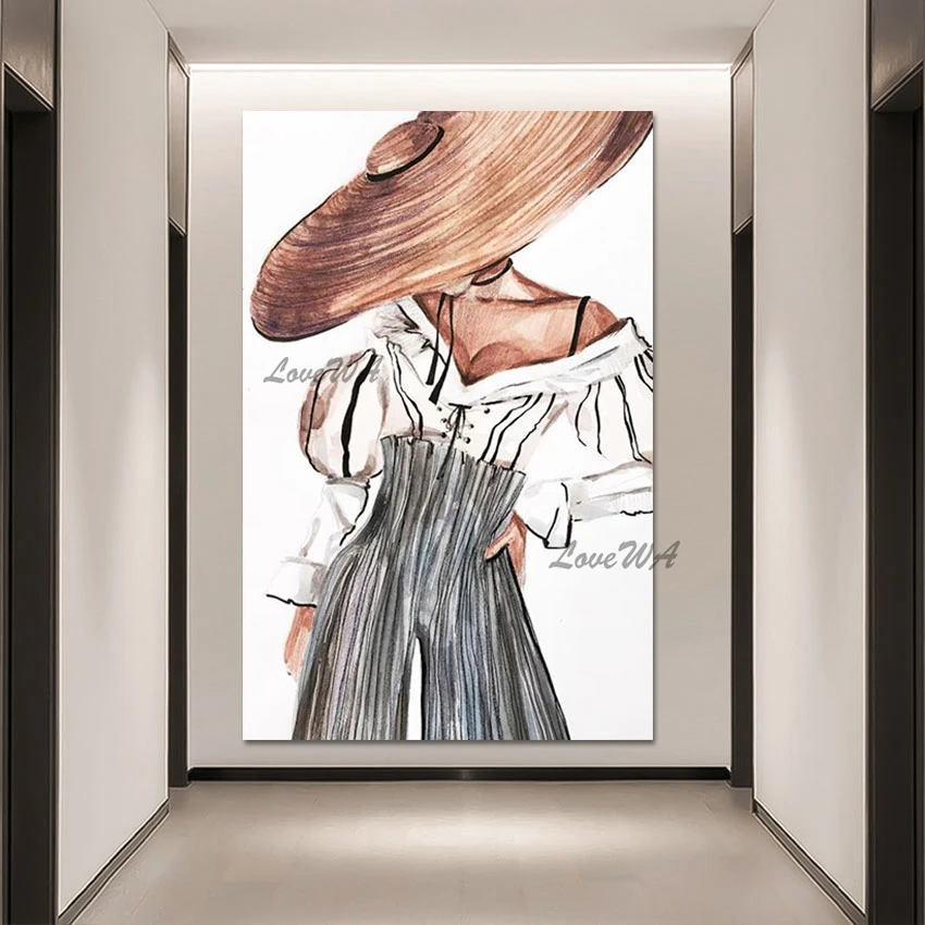 صورة امرأة قماش النفط اللوحة، صورة مجردة الشكل، الاكريليك الفن الملمس رسمت باليد الديكور الجدار، عمل فني بدون إطار