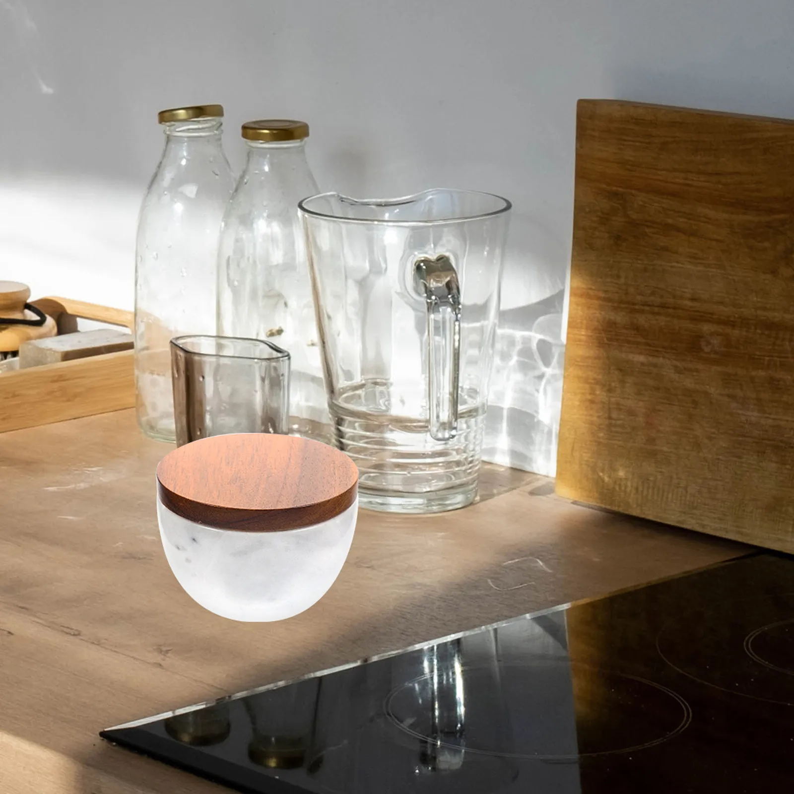 

Керамическая банка для соли и специй с деревянной крышкой, креативный контейнер для хранения приправ, большой объем, пылезащитная, для кухни