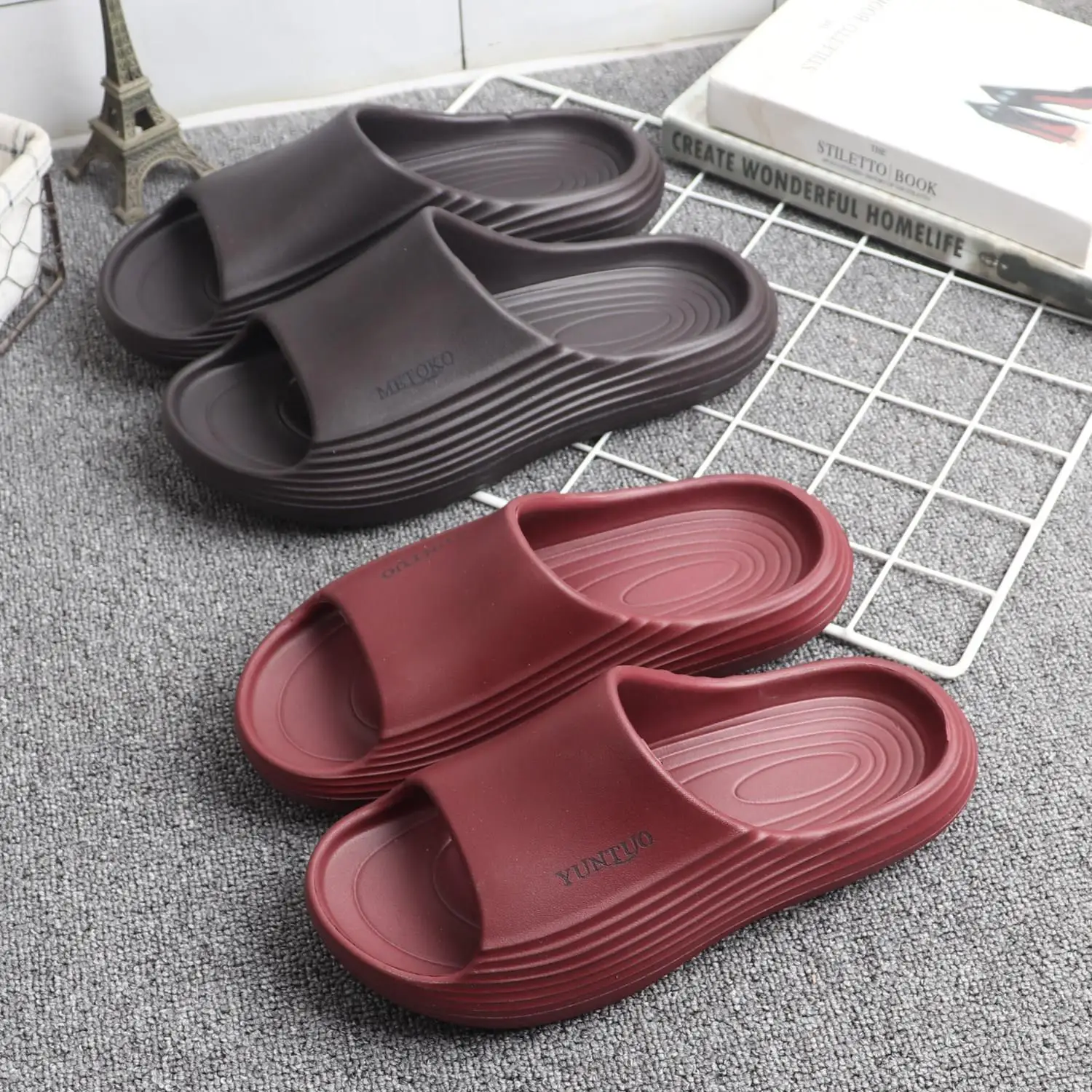Zapatillas de verano antideslizantes con suela gruesa de EVA, zapatillas para el hogar y exteriores, zapatillas para parejas, zapatillas de baño unisex súper suaves y cómodas
