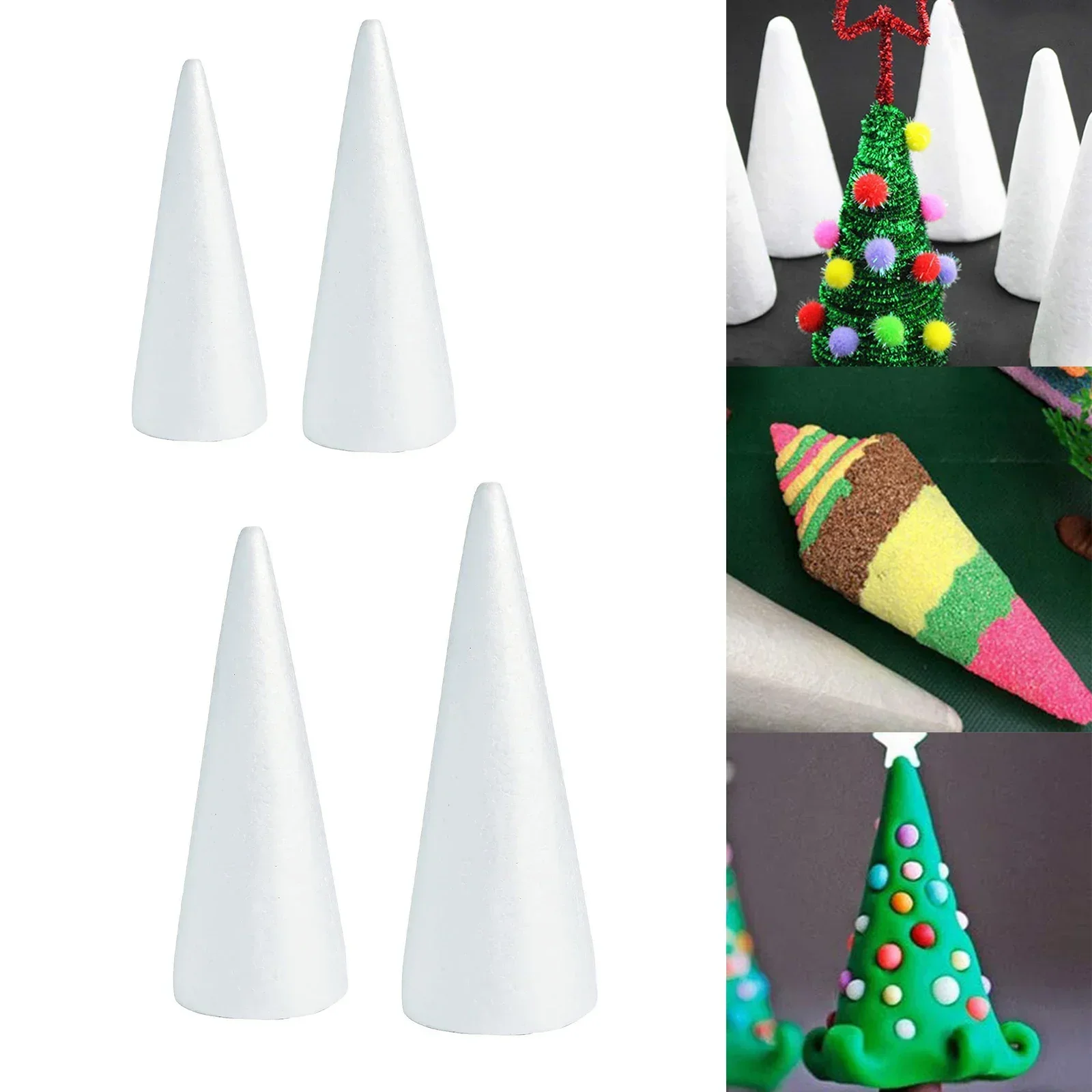 Sfera di schiuma cono bianco per artigianato pittura fai da te albero di Natale tavolo composizione floreale puntelli decorazione del desktop palla della festa nuziale